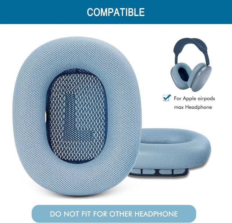 GEVO Upgraded Ear Cushions Replacement Earpads for Apple AirPods Max Headphones, Protein Leather Ear Pads Ear Covers Cups with Memory Foam and Magnet for AirPods Max (Sky Blue) - Image 2